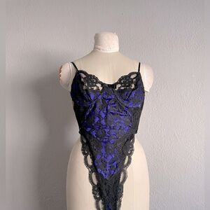 Vintage Victoria’s Secret 80s Bodysuit Size Medium Black & Purple